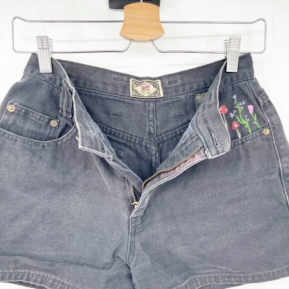 Express No 4 Womens Y2K Boho Hippie Floral Mushroom Paint Denim Shorts Size‎ 3/4 - Picture 3 of 7